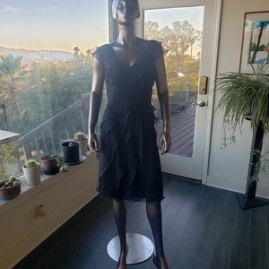 Emily in Paris Inspo: Andre Oliver Little Black Dress w/Draped Layers in Front